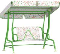 Balançoire de jardin pour enfants - Banc à bascule - À partir de 3 ans - Pare-soleil réglable - Ceinture de sécurité - Structure en acier et polyester - 112 × 75 × 120 cm - Vert émeraude