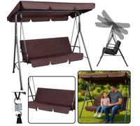 Balançoire de jardin pour trois personnes Coussin de balançoire Matelas Marron