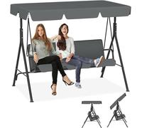 Balançoire de style hollywoodien avec auvent réglable, 176x110x152 cm, balançoire de jardin pour 3 personnes, transat de jardin résistant aux intempéries, banc de jardin pour l'extérieur, supportant j
