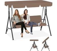 Balançoire de style hollywoodien avec auvent réglable, 193x110x152 cm, balançoire de jardin pour 3 personnes, transat de jardin résistant aux intempéries, banc de jardin pour l'extérieur, supporte jus