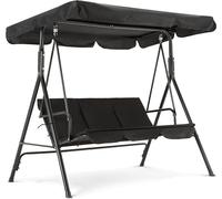 Balançoire de style hollywoodien, balançoire de jardin avec auvent réglable, banc de jardin d'extérieur, transat de jardin résistant aux intempéries, dimensions : 114 x 170 x 155 cm, couleur : noir, m