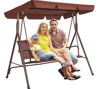 Balançoire de terrasse 3 places VEVOR Balançoire hollywoodienne avec baldaquin réglable Balançoire de véranda avec accoudoirs Tissu Teslin et cadre en acier allié pour balcon Arrière-cour Terrasse Jar