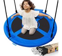 Balançoire en filet SereneLife Outdoor, balançoire à assiette réglable en hauteur, balançoire suspendue avec un diamètre de 101 cm, balançoire en osier avec une charge maximale de 320 kg, balançoire a