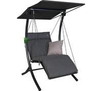 Balançoire Hollywood 1 place, couleur gris | Balançoire de jardin fabriquée en Allemagne, conçue pour s'asseoir, se détendre et se relaxer, avec une fonction lit intégrée, montage facile