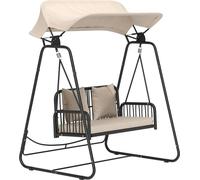 Balançoire hollywood de jardin - Banc à bascule 2 places - Toit solaire réglable - Charge 240 kg - Kaki
