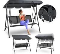 Balançoire Hollywood Luverno®, balançoire de jardin avec pare-soleil - 3 places, jusqu'à 220 kg - Chaise longue de jardin, banc à bascule avec toit réglable - Jardin, extérieur