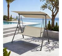 Balançoire Hollywood « Satten » 3 places avec pare-soleil Structure en acier 173 x 119 x 153 cm Gris / Beige