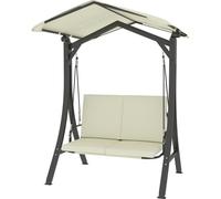 Balançoire hollywoodienne 2 places – Balançoire de jardin avec toit pare-soleil réglable et coussin d'assise, housse de protection, UV30+, 220 kg, pour jardin et terrasse, blanc crème
