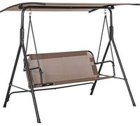 Balançoire hollywoodienne 2 places – Fauteuil à bascule et chaise longue de jardin, résistante aux UV, tube métallique de haute qualité, angle réglable, pour le jardin et la terrasse, marron