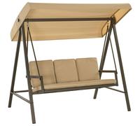 Balançoire hollywoodienne 3 places – Balançoire de jardin avec toit réglable et coussins de dossier, charge maximale de 360 kg, pour le jardin et la terrasse, beige