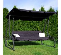 balançoire hollywoodienne 4 places 220 X 162 cm avec 2 coussins et coussins d'assise Banc de balançoire avec porte-boisson Fonction de couchage