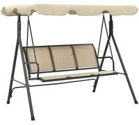 Balançoire hollywoodienne avec toit, balançoire de jardin avec auvent en polyester, structure en acier, dimensions 170 x 118 x 153 cm, couleur gris anthracite et sable, idéale pour le jardin et la ter