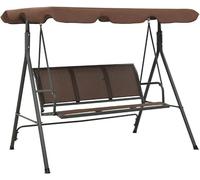 Balançoire hollywoodienne avec toit, châssis en acier recouvert d'une peinture époxy de couleur marron, banc de balançoire résistant aux intempéries, idéal pour le jardin, la terrasse ou l'extérieur,