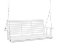 Balançoire hollywoodienne en bois de cèdre - Balançoire de terrasse robuste pour le jardin et la cour - Capacité de charge améliorée 400 kg - Banc à bascule avec chaînes de suspension - Blanc - 1702x7