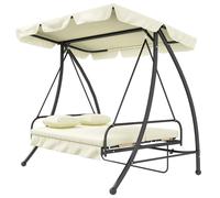 Balançoire hollywoodienne pour 3 personnes avec fonction inclinable | Couleur : Blanc | Dimensions : 200 x 125 x 170 cm