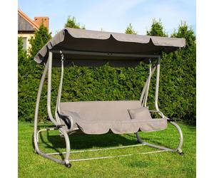 Balançoire hollywoodienne Premium Balançoire de jardin 3 places Banc de balançoire Balançoire suspendue pliable - Gris