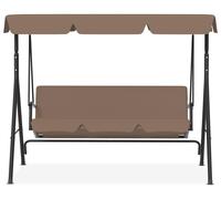 Balançoire hollywoodienne QEENTOE, 3 places, avec auvent, rembourrée, supportant jusqu'à 200 kg, dimensions 193x110x152 cm, couleur marron foncé, pour jardin