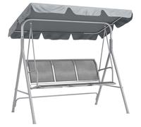 Balançoire Zerboco, 3 places, avec toit, en métal, gris/argent, 170 x 110 x 153 cm, chaise longue de détente pour jardin ou terrasse