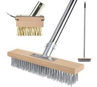 Balayette en acier inoxydable ultra-résistante, manche de 160 cm, brosses 2 en 1 pour éliminer la mousse, brosse d'extérieur pour terrasses