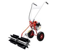 Balayeuse à essence - Balayeuse de jardin avec brosse à rouleaux - 43 cm³ 2 temps - Brosse en nylon de 60 cm - 1,25 kW/1,7 ch - Démarrage par cordon - Gris