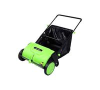 Balayeuse à Gazon Poussée, Hauteur de Brosse Réglable | Barredora Manual Para Patio con Bolsa de Gran Capacidad de 100 L, Cepillos Reforzados y Ancho de Barrido de 53 CM