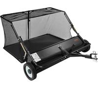 Balayeuse à tracter, balayeuse de jardin à tracter de 122 cm, capacité du sac collecteur de 26 pieds cubes, collecteur de feuilles et d'herbe avec corde de vidage, hauteur de balayage réglable, balaye