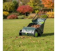 Balayeuse de jardin manuelle - Balayeuse à gazon pour feuilles et herbe - Largeur de travail de 55 cm - Bac de ramassage amovible de 103 L - Réglable en hauteur - Vert