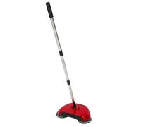Balayeuse de Sol Manuelle Brosse Rotative et Bac Fermé | Tête Pivotante à 360 Degrés, Manche Réglable en Acier Inoxydable, Fonctionnement Silencieux pour Carrelage Couleur Aléatoire