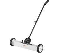 Balayeuse magnétique roulante de 50 lb avec roues, balayeuse magnétique à pousser, balayeuse à gazon avec grand aimant de 24 pouces et poignée télescopique, nettoyage facile de l'atelier, du garage et