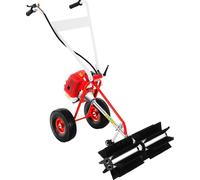 Balayeuse pour pelouse et cour - Brosse à essence - Démarrage par lanceur - Largeur de travail 60 cm - Moteur 43 cc 2 temps, refroidi par air, monocylindre, 1,25 kW, 8500 tr/min - Rouge/noir