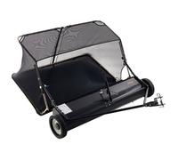 VEVOR Balayeuse Tractée 132 cm Balayeuse à Gazon Tractée pour Balayer Débris Secs Mauvaises Herbes de Jardin, Grande Capacité 566 L, Hauteur Réglable, avec Bac à Herbes et Feuilles, Corde de Vidage