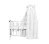 balbina Baldaquin 100 % coton,Kit de décoration pour lit d'enfant,Ciel de lit avec volants et nœud,Moustiquaire pour chambre de bébé,Rideau de lit opaque sans barre de ciel,240x165 cm,Blanc