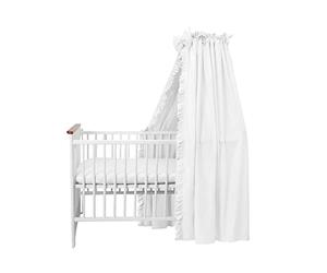 balbina Baldaquin 100 % coton,Kit de décoration pour lit d'enfant,Ciel de lit avec volants et nœud,Moustiquaire pour chambre de bébé,Rideau de lit opaque sans barre de ciel,240x165 cm,Blanc
