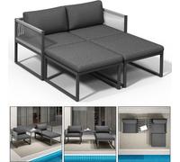 Balcon Lounge Set Aluminium - 2?places avec table, anthracite, résistant aux intempéries