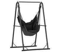 Balconera Hamac - 105 x 93 x 160 cm - Équipé d'un support et d'une balançoire suspendue - Charge maximale : 150 kg-Noir