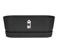 Elho Greenville Long 50 - Planteur pour Extérieur - Plastique 100% recyclé - Ø 49.0 x H 18.0 cm - Noir/Living Noir