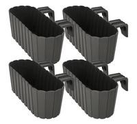 KOTARBAU® Lot de 4 Jardinière Extérieur - Pot de Fleur - PVC - 40 x 15 x 15 cm - Gris - Jardinière Balcon - Rectangulaire - Légère - avec Support pour Balconnière - Décorative