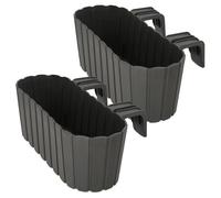 Balconnière Jardinière - Pour balustrade - Ovale - Gris rustique - 40x20x15 cm (Lot de 2)