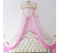 Baldaquin avec moustiquaire, Ciel de lit couronne en métal avec moustiquaire dentelle, 2 pièces, 1,2-2,0 m(E,1.8m (for a 6)