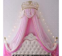 Baldaquin avec moustiquaire, Moustiquaire murale en dentelle avec couronne de princesse, for chambre à coucher, plusieurs tailles, 2 pièces(A,1.2m (for 4 ft bed))