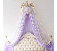 Baldaquin avec moustiquaire, Moustiquaire murale en dentelle avec couronne de princesse, for chambre à coucher, plusieurs tailles, 2 pièces(K,1.5m (for 5 ft bed))