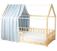 Baldaquin de lit « Cabane » en gaze de coton Jeann - 130 x 360 cm - Bleu | par SEVIRA KIDS
