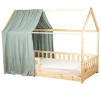 Baldaquin de lit « Cabane » en gaze de coton Jeann - 130 x 390 cm - Vert de cuivre | par SEVIRA KIDS