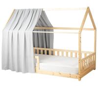 Baldaquin de lit « Cabane » en gaze de coton Jeann - 130 x 420 cm - Gris | par SEVIRA KIDS