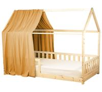 Baldaquin de lit « Hütte » en gaze de coton Jeann - 130 x 420 cm - Camel | par SEVIRA KIDS