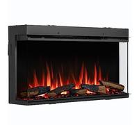 BALDERIA Athena 36" Foyer électrique - 1000/2000 W Foyer électrique encastrable avec Chauffage - Effet réaliste de Flammes en 3D, éclairage LED, télécommande, minuterie, Thermostat - Noir