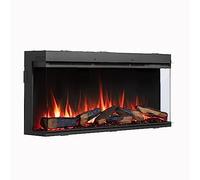 BALDERIA Athena 44" Cheminée électrique - Foyer électrique encastrable avec Chauffage - Effet réaliste de Flammes en 3D, éclairage LED, télécommande programmable, minuterie, Thermostat - Noir