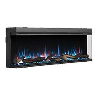BALDERIA Athena 60 Pouces cheminée Murale et électrique encastrable | Cheminée électrique encastrable, chauffage, effet de flamme 3D, effet crépitement intégré, éclairage LED, télécommande