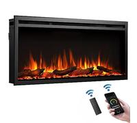 BALDERIA cheminée électrique Atalanta 40" | Foyer électrique encastrable avec Chauffage 1500W | Effet de Flammes 3D, LED, contrôle Via app, crépitement, télécommande, minuterie, Thermostat | Noir