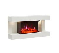 BALDERIA Cheminée murale électrique Ida avec effet flamme 3D | Chauffage électrique 1800 W | avec télécommande, contrôle de démarrage, minuterie et thermostat | Blanc